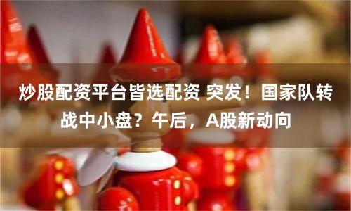 炒股配资平台皆选配资 突发！国家队转战中小盘？午后，A股新动向