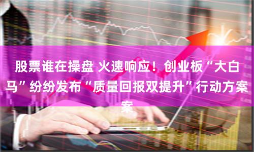 股票谁在操盘 火速响应！创业板“大白马”纷纷发布“质量回报双提升”行动方案